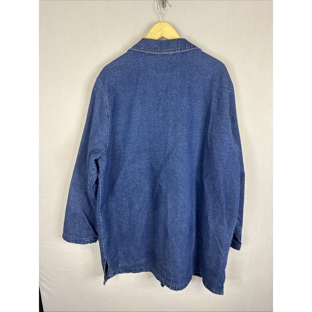 Lee Valley Denim Chore Coat Men 3XL XXXL Blue Jean Jacket Plaid Lined Workwear - Picture 4 of 7